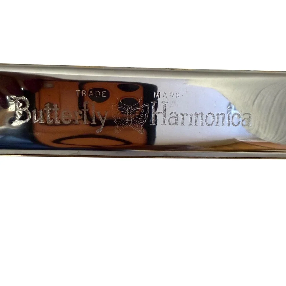 Butterfly Harmonica Musical Instrument 7 3/8 OS Silver A# Key A-440 Tremolo